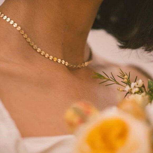 for Women 14k Gold Plated Sterling Silver Satellite Choker Necklace Paperclip Ch - Picture 4 of 6